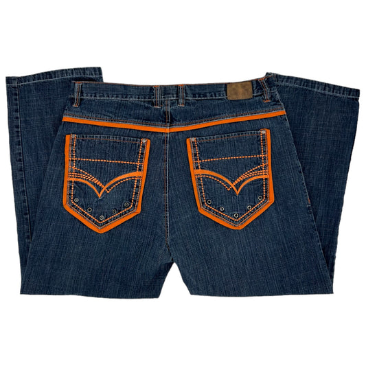 Vintage Y2K Ubug Wide Leg Baggy Skater Jeans Orange Embellishments Men’s 44x32