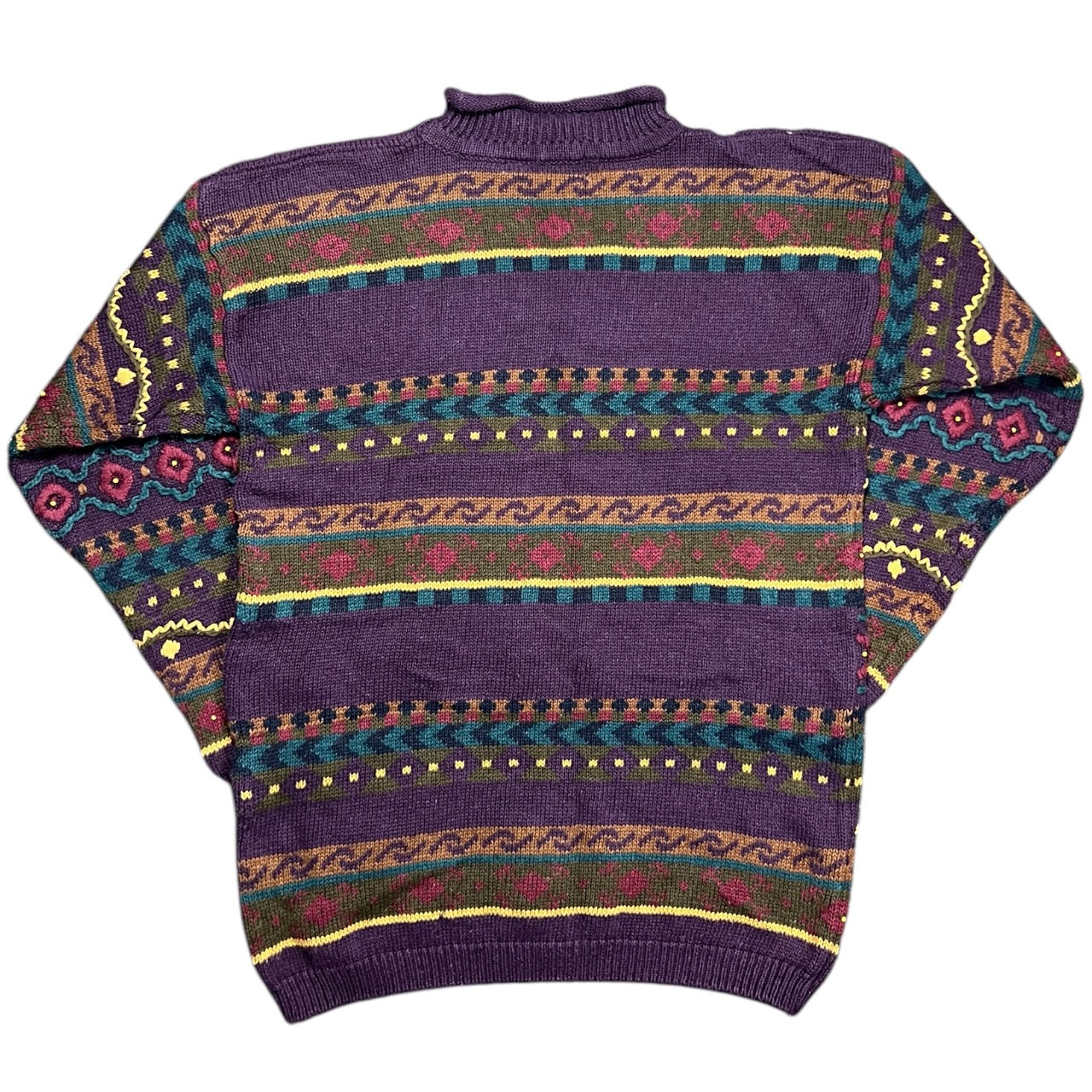 Vintage 80s Stefano International Purple 3D Knit Ugly Sweater Beaded Small