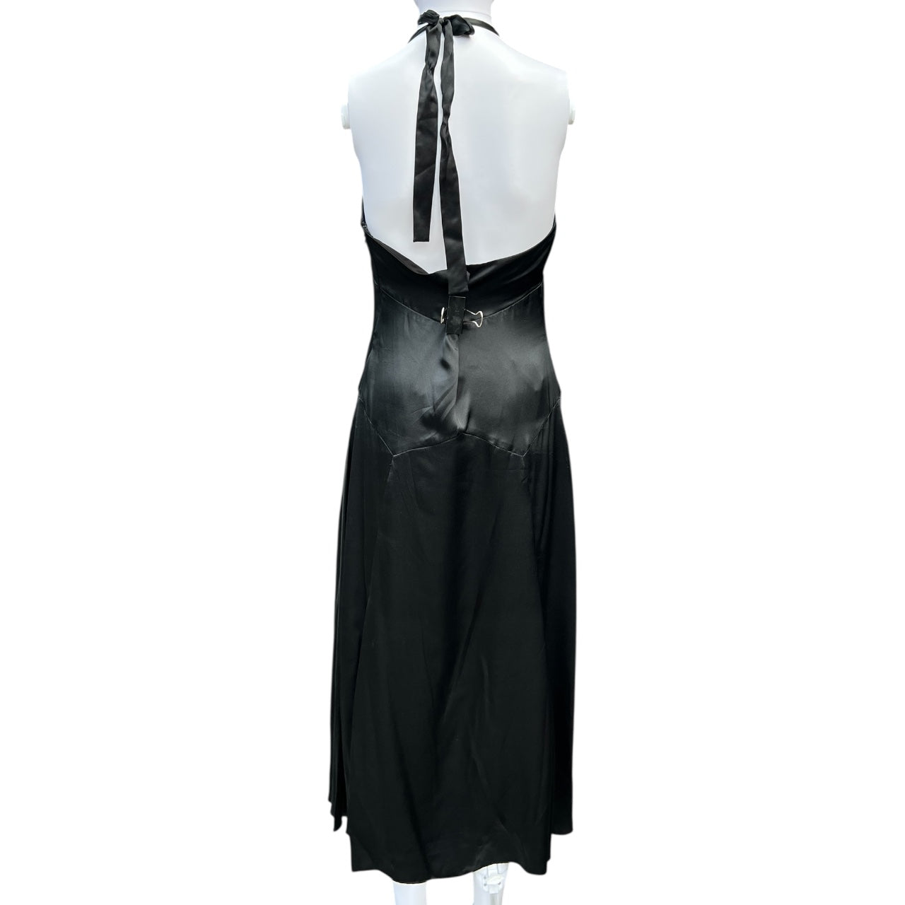 90s Y2K Max and Cleo Black Silk Satin Halter Dress Women’s 8