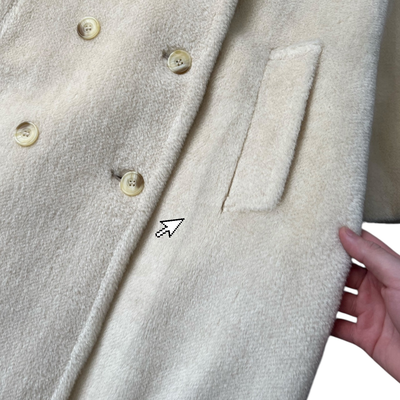Vintage Invertere Cream 100% Alpaca Pile Trench Coat Satin Lined Women’s XL