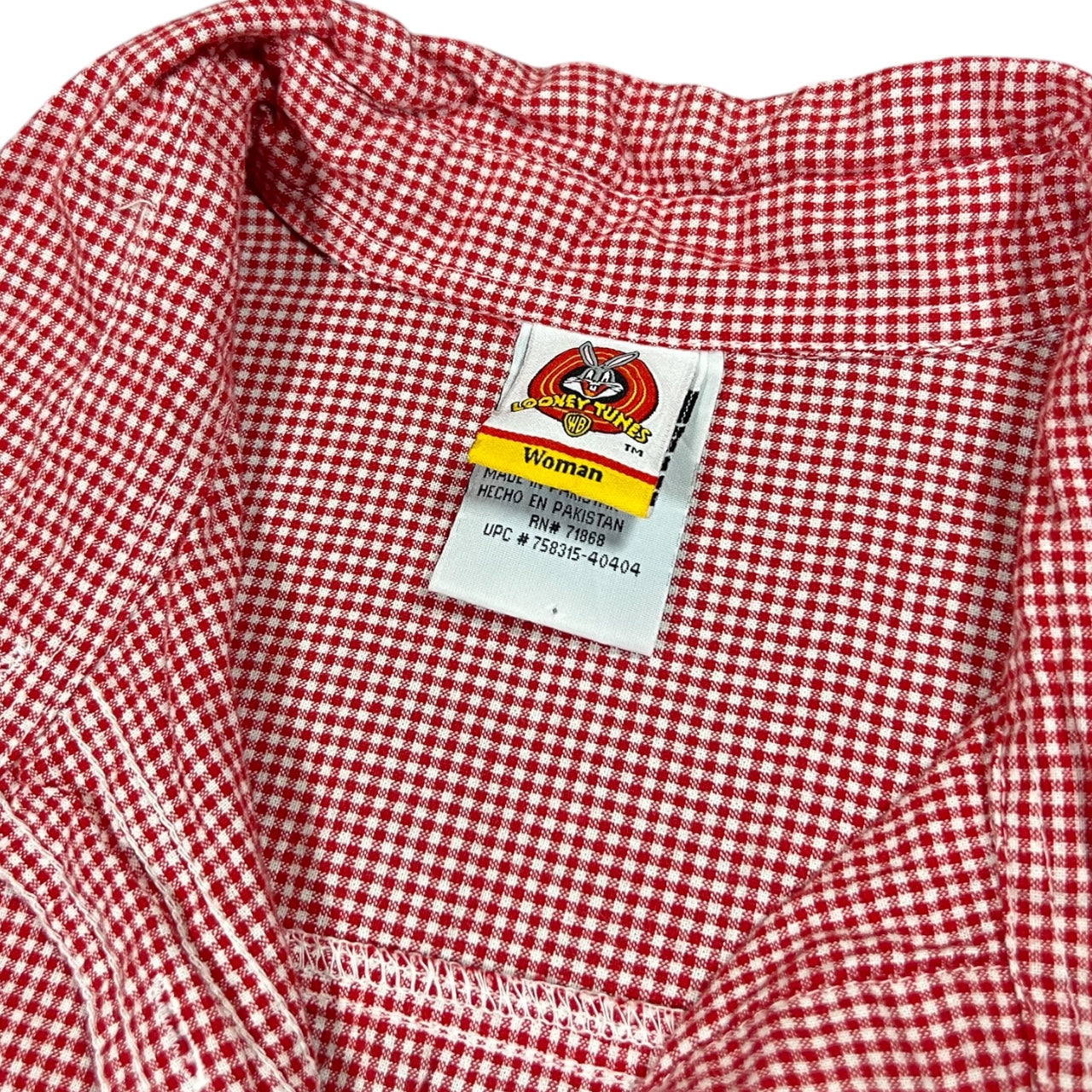 Vintage 90s Looney Tunes Tweety Bird Embroidered Button Down Red Gingham Shirt Women’s 18/20W Plus Size