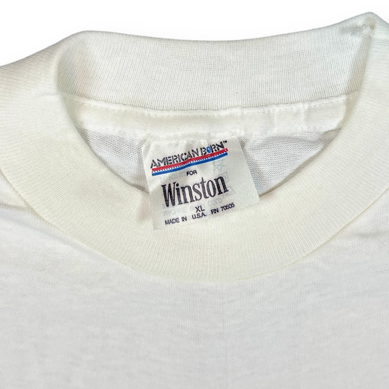 Vintage Winston Cigarettes Metallic Gold Bald Eagle Pocket White Single Stitch Tee Mens XL Made in USA