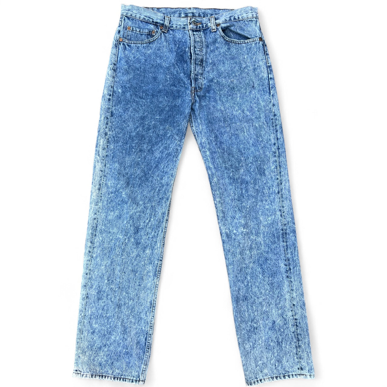 90s Levi’s 501 Acid Wash Blue Jeans Made in USA Button Fly Men’s 36x34