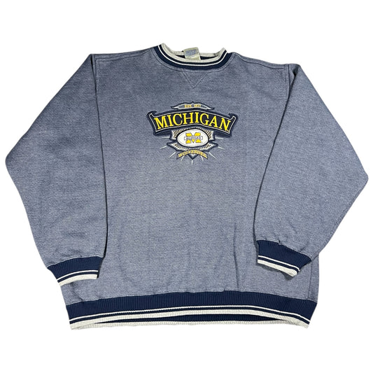 90s Midwest Embroidery University of Michigan Wolverines Blue Crewneck Embroidered Sweatshirt Men’s XL