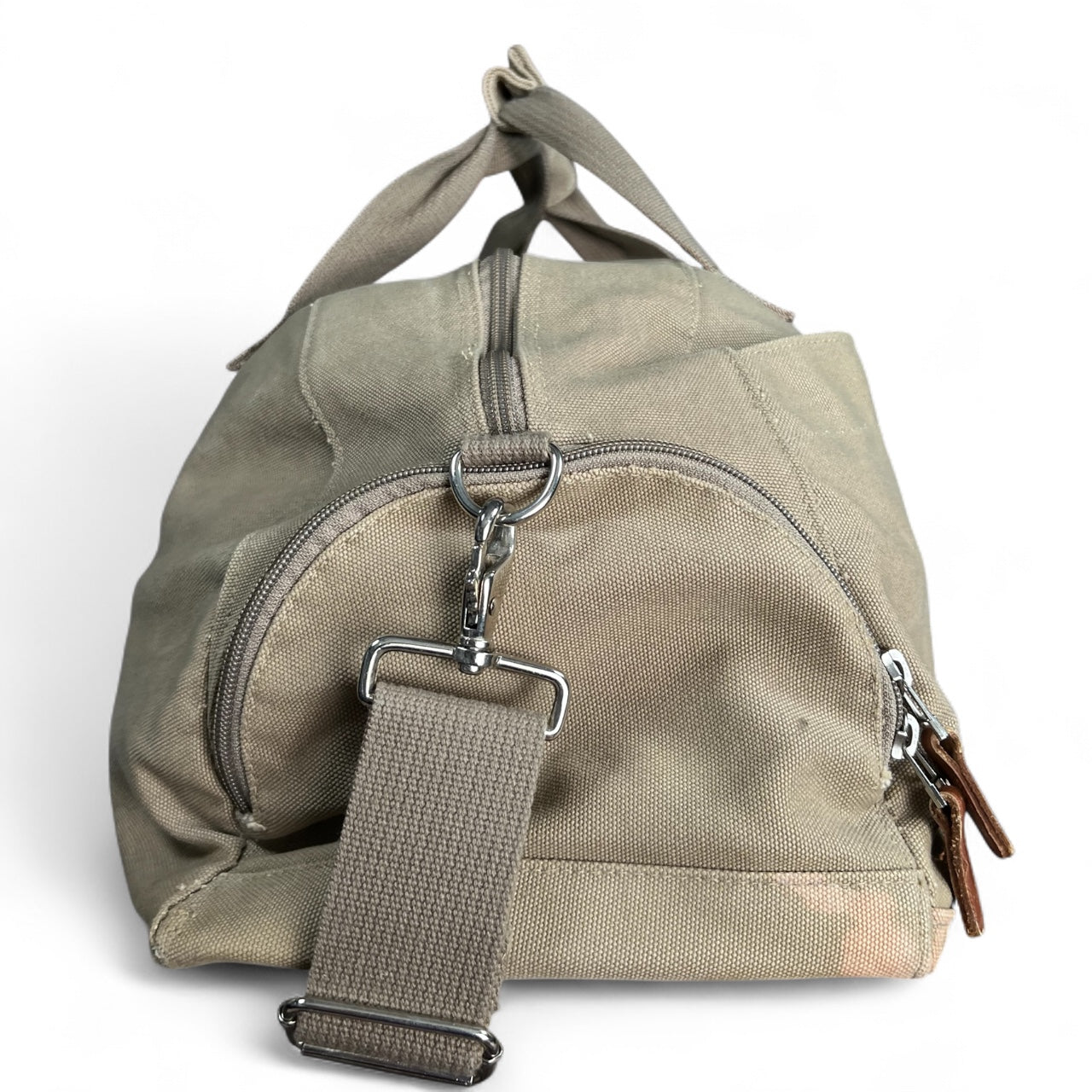Vintage Eddie Bauer Canvas Duffle Bag Military Style Crossbody Strap