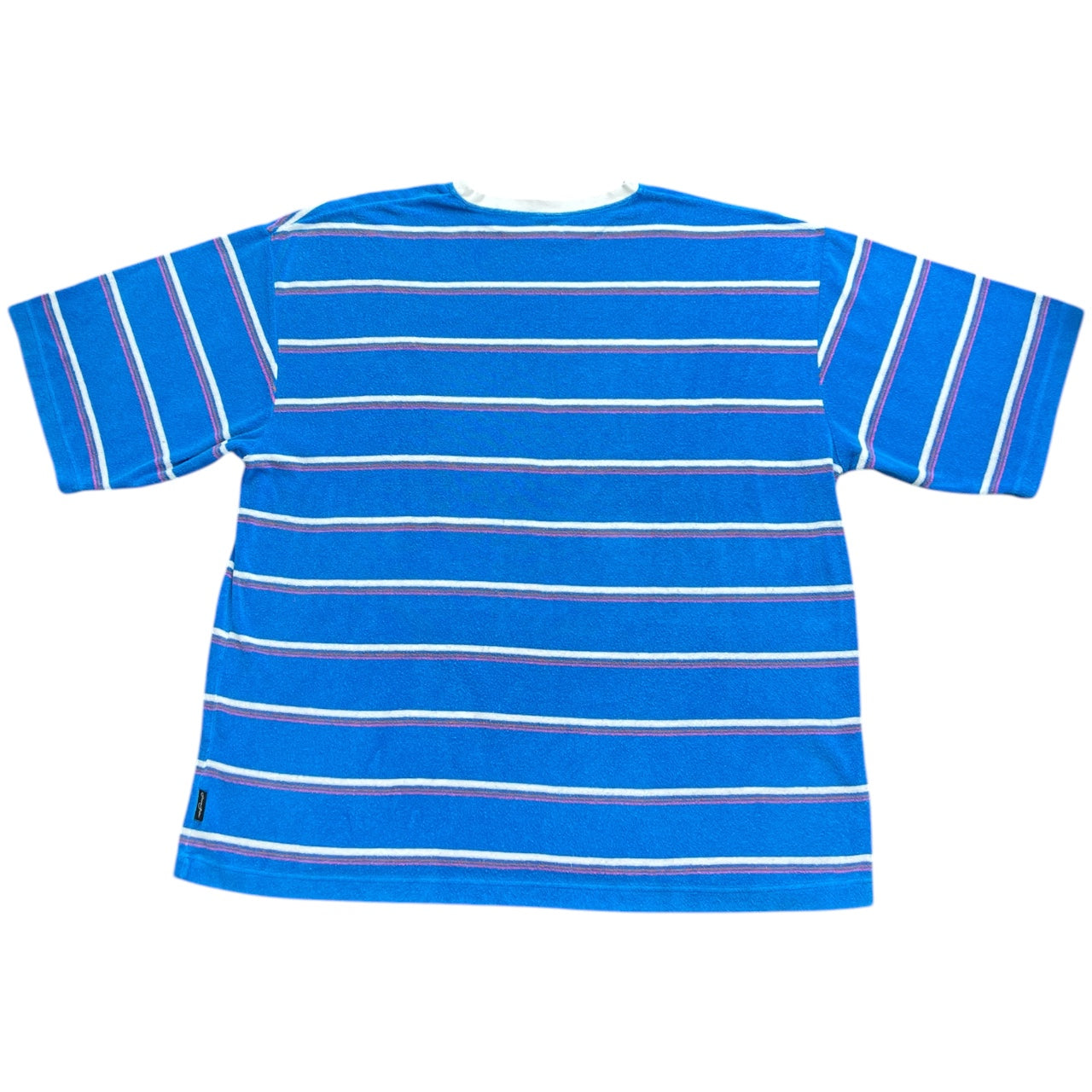 Vintage Y2K Sean John Blue Striped Towel Terry Cloth Baggy Crewneck T-Shirt Embroidered Men’s 3XL