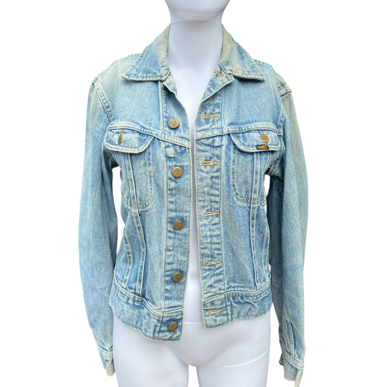 70s Lee Riders Sanforized 220J Denim Trucker Jacket Embroidered Sun & Moon Women’s XS/S