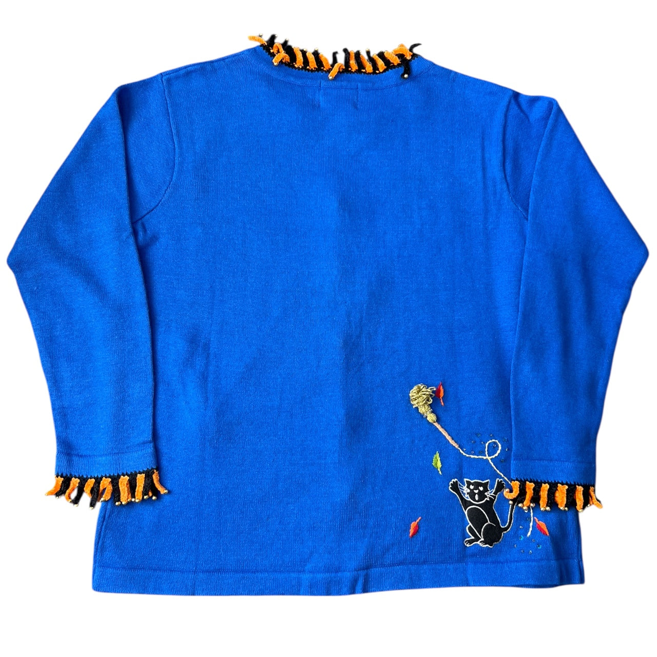 NWT Vintage The Quacker Factory 3D Knit Ugly Halloween Sweater Cardigan Beaded Sequin Fringe Women’s Large