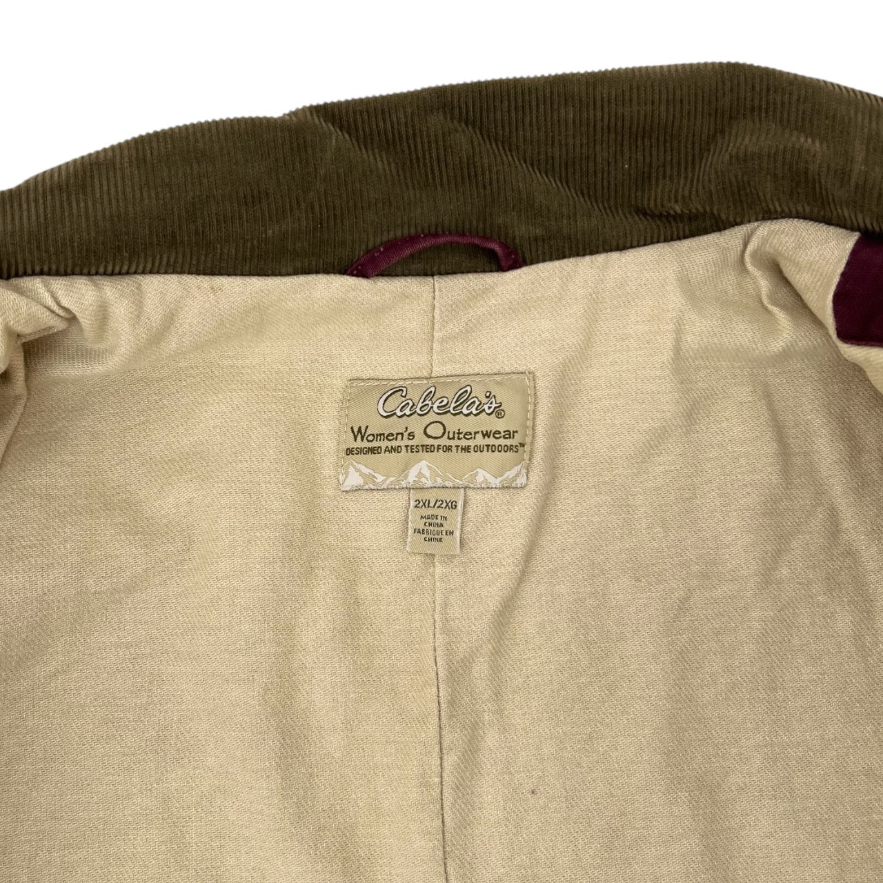 Cabela’s Burgundy Barn Chore Jacket Green Corduroy Collar Womens 2XL