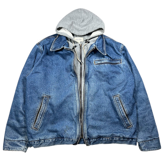 90s Lake N Trail Hooded Full Zip Denim Jacket Fleece Lined Men’s XL