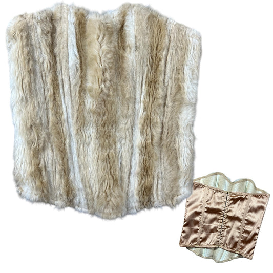 Vintage 90s Y2K Shirley of Hollywood Faux Fur Boned Corset Bustier Women’s 32 Made in USA