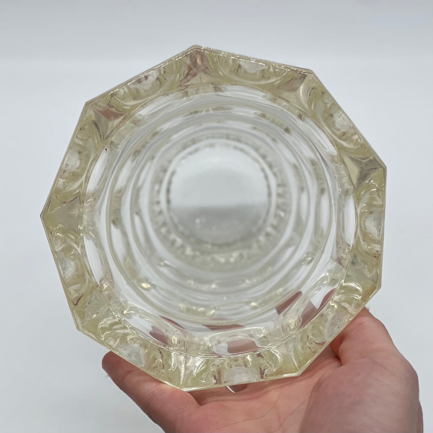 Vintage 1930’s Josef Hoffman for Moser Art Deco Pressed Glass Geometric Thousand Eye Vase