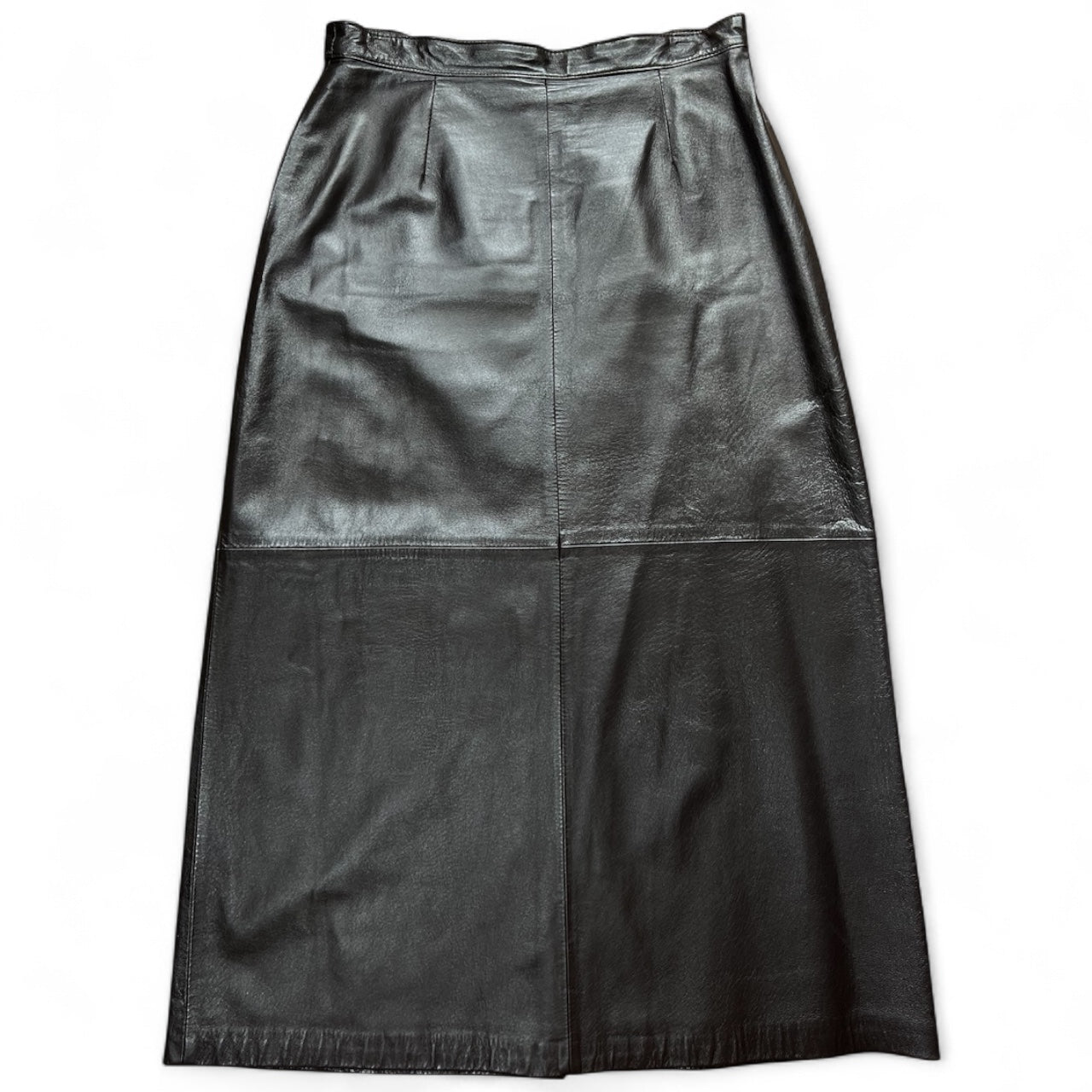 90s Lew Magram Dark Brown Leather Maxi Skirt Paneled Women’s 14