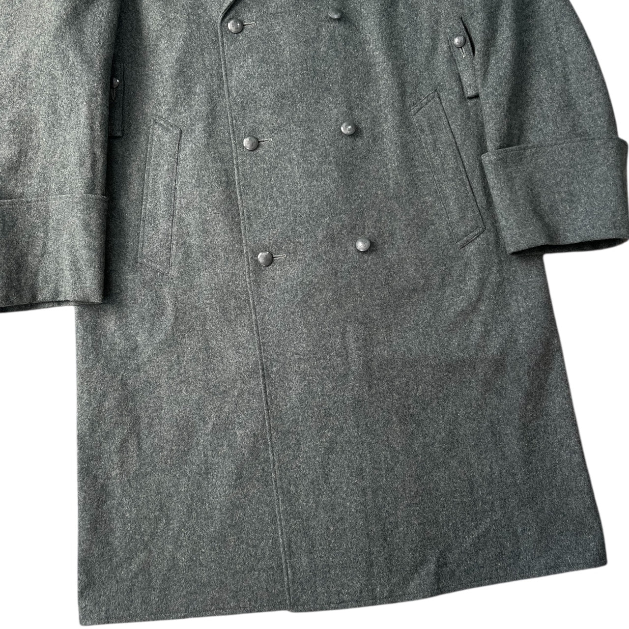 Vintage Green Wool Swiss Army Trench Long Pea Coat Military Jacket Men’s 48N