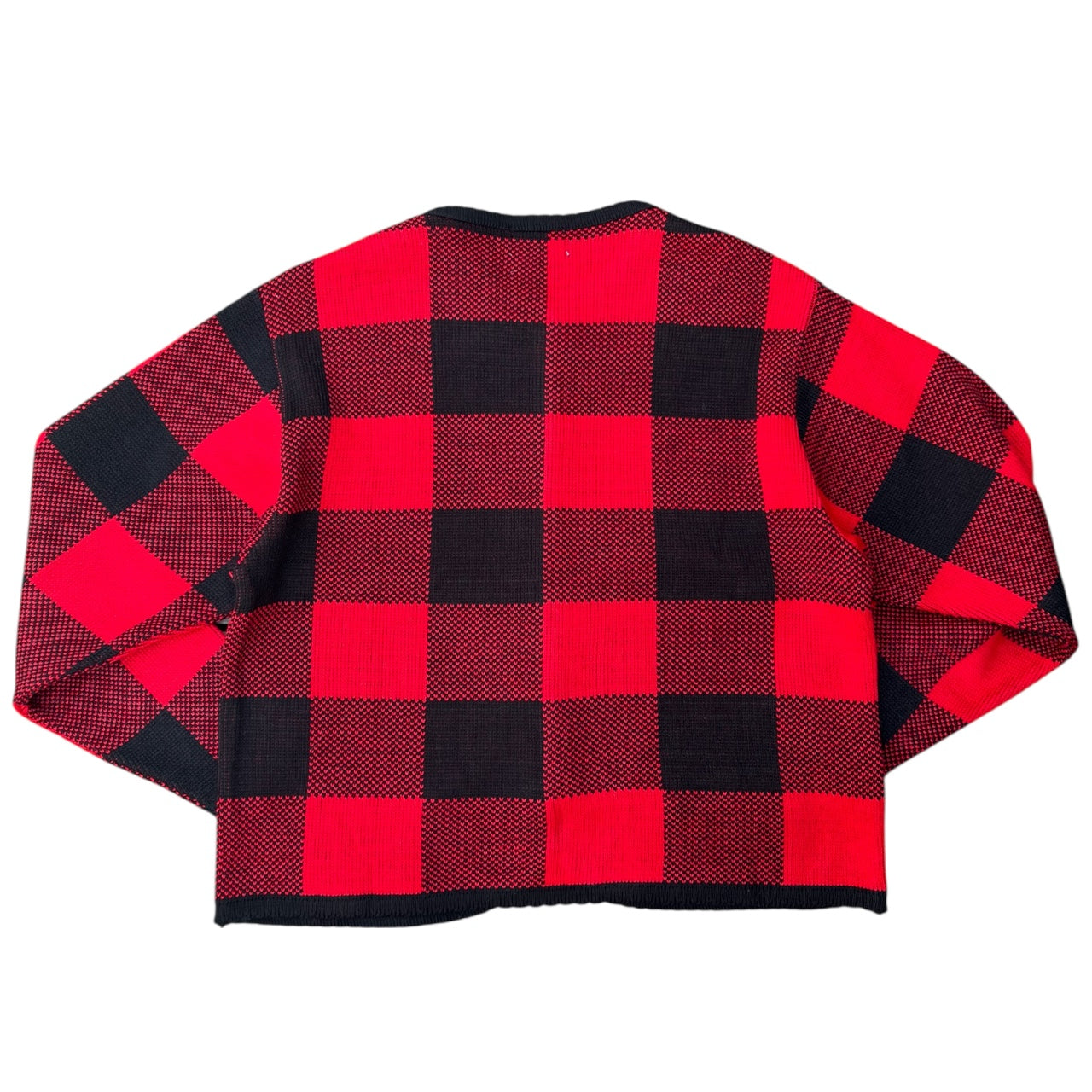 Vintage Tally Ho Red Checkered Cardigan Acrylic Metal Buttons Women’s XL