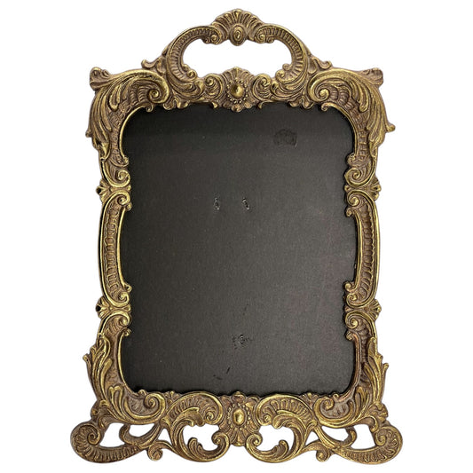 Vintage Ornate Cast Iron Metal Victorian Picture Frame 14 1/4” x 10 1/2”