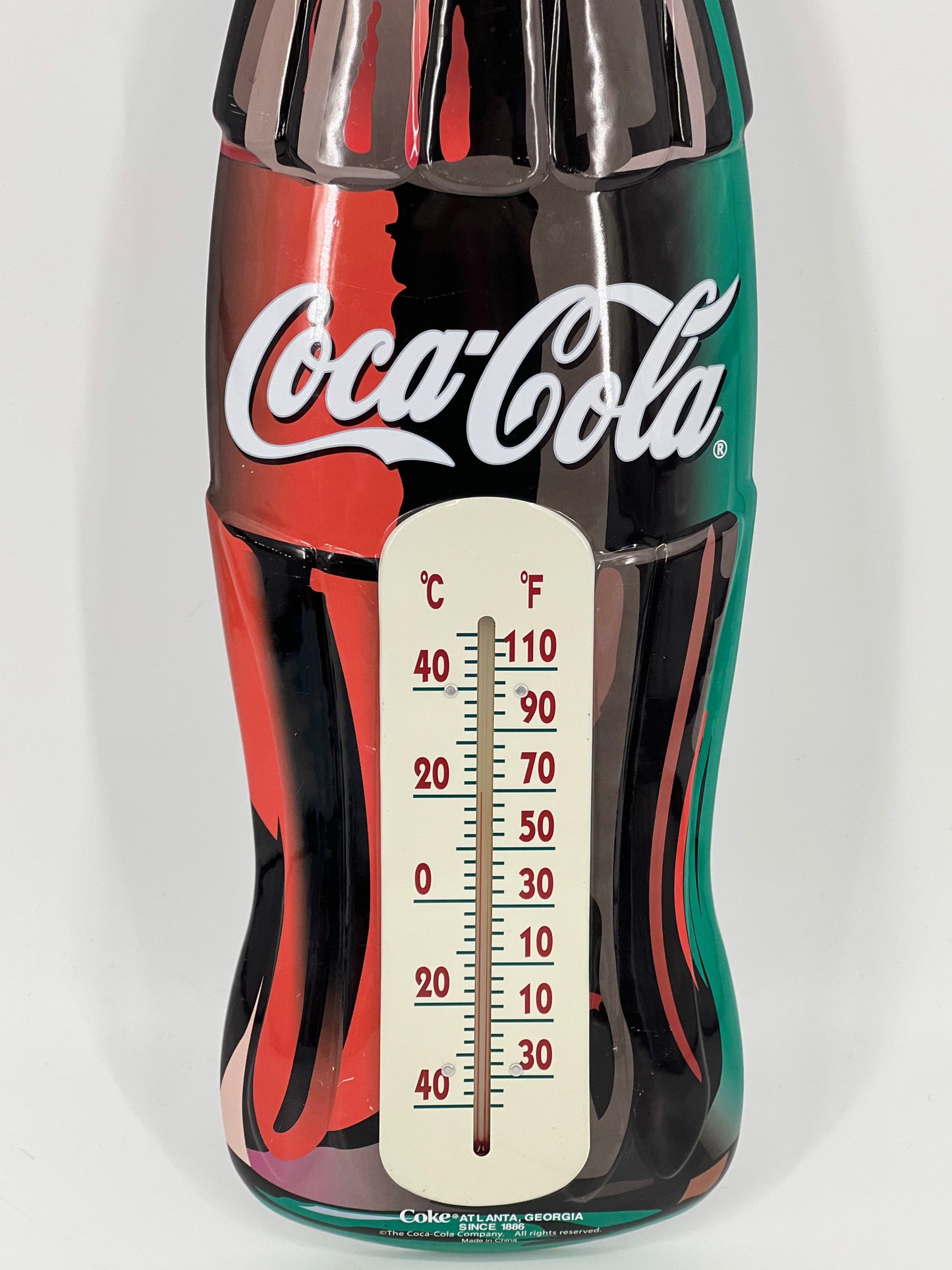 2008 Coca Cola Soda Bottle Metal Wall Thermometer 21 1/2”