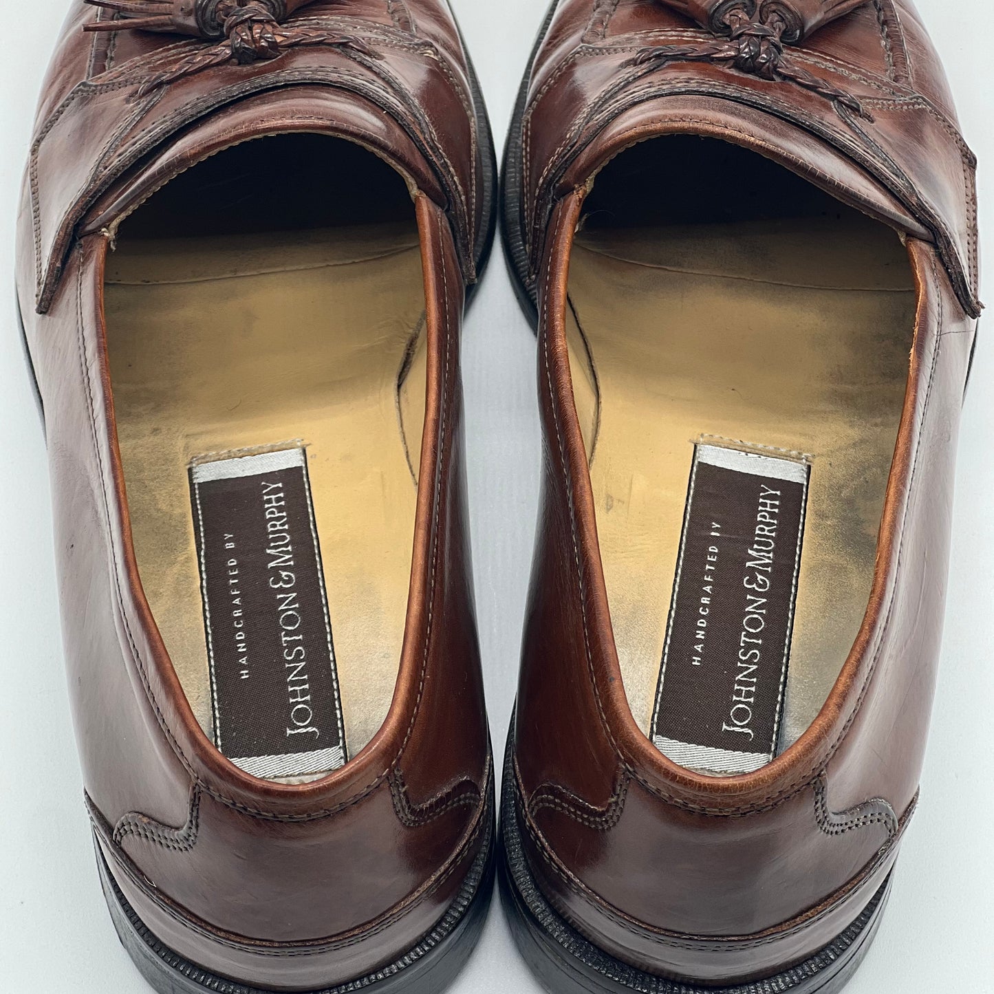 Johnston Murphy Brown Leather Fringe Tassle Loafers Men's 9.5 M Slip on Dress Shoes