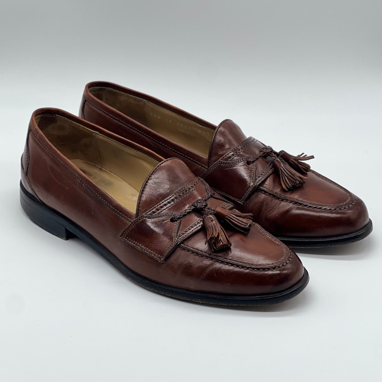 Johnston Murphy Brown Leather Fringe Tassle Loafers Men's 9.5 M Slip on Dress Shoes