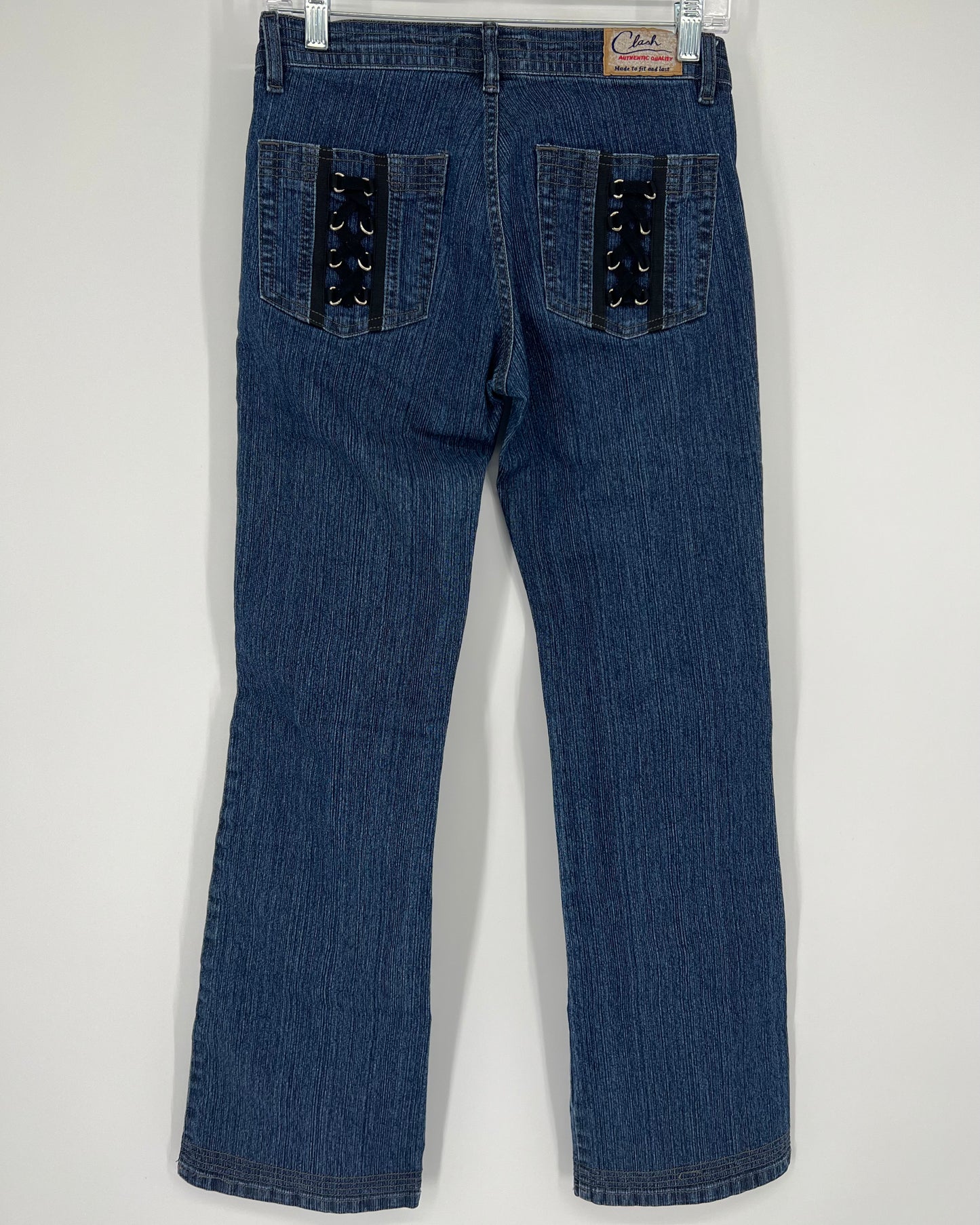 Vintage 90s Y2K Clash Lace Up Grunge Bootcut Jeans Sz: 5
