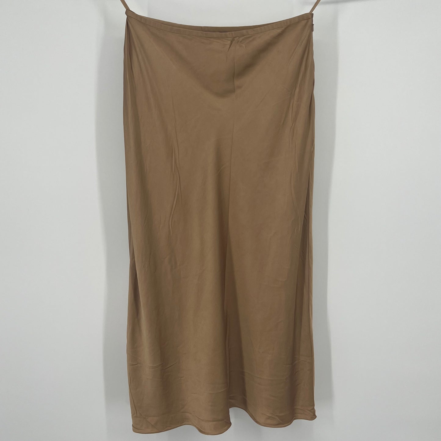 Vintage 90s Lauren Ralph Lauren 100% Silk Tan Brown Midi Skirt Sz: 10