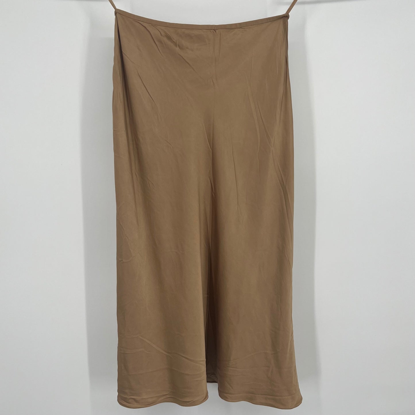 Vintage 90s Lauren Ralph Lauren 100% Silk Tan Brown Midi Skirt Sz: 10
