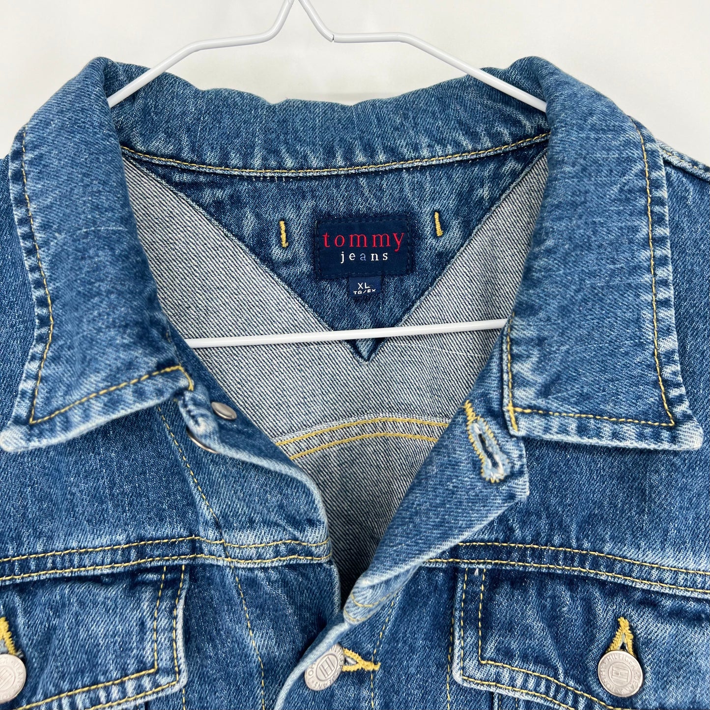 Vintage 90s Tommy Jeans Cropped Denim Jacket Sz: XL