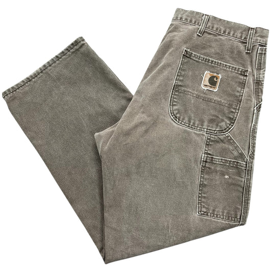 Vintage Carhartt B12 Brown Canvas Distressed Carpenter Workwear Pants Mens 40x30 USA