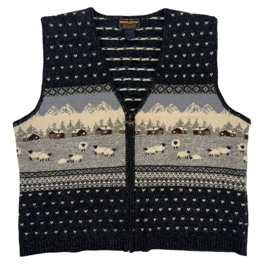 Vintage Woolrich Womens 100% Lambswool Vest Cottage Sheep Design Sz: M