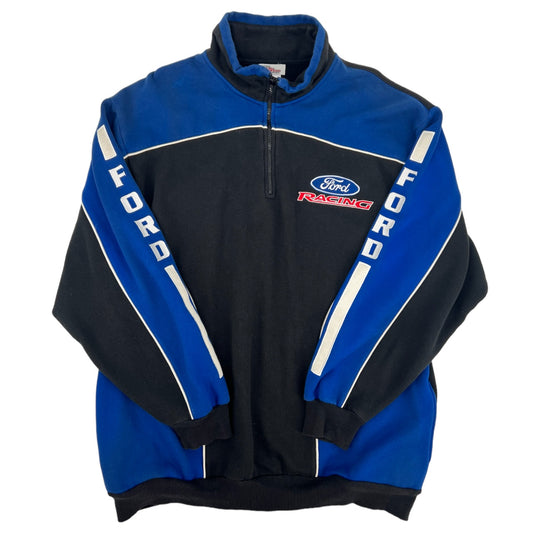 Vintage 90s Y2K Nascar Racing Champions Ford Racing Pullover Half Zip Sweater Sz: XXL