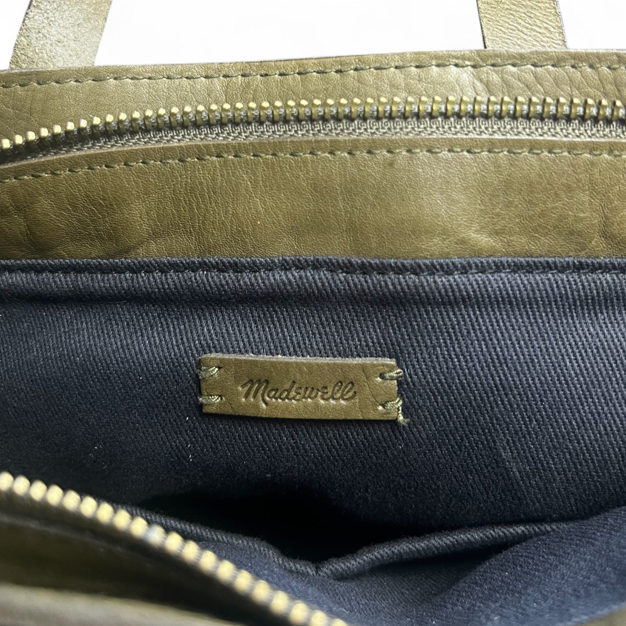 Madewell Asparagus Small Transport Leather Suede-Panel Crossbody Satchel