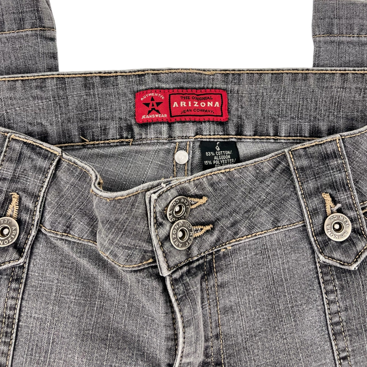 Vintage 90s Y2K Gray Arizona Grunge Cargo Flare Bootcut Jeans Sz: 9