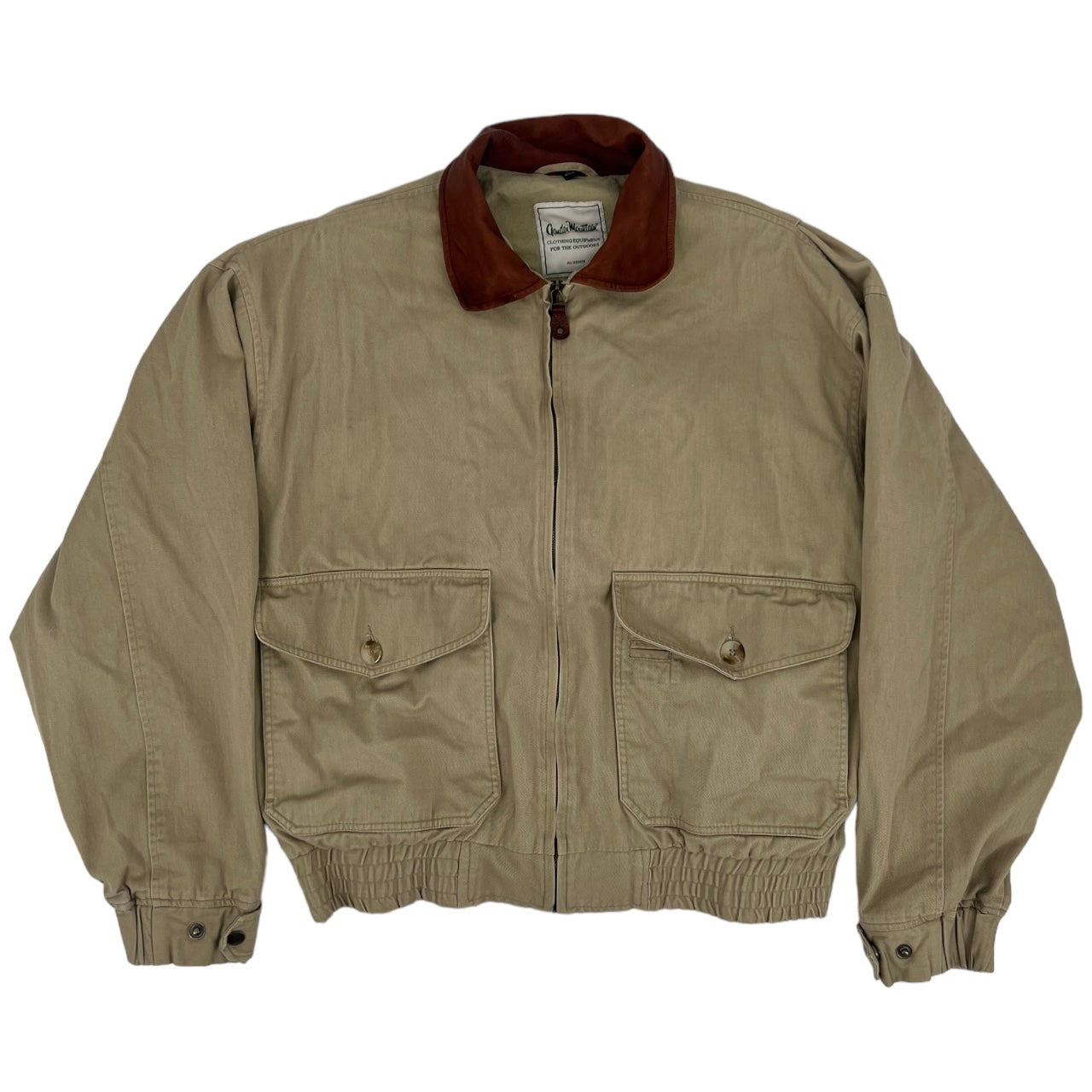 Vintage 90s Gander Mountain Canvas Bomber Jacket Brown Leather Collar Men’s M