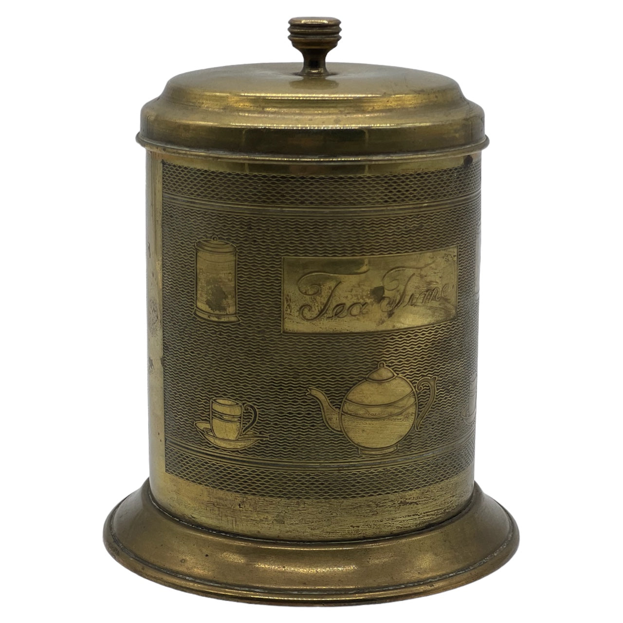 Vintage Brass English Tea Time Canister with Lid