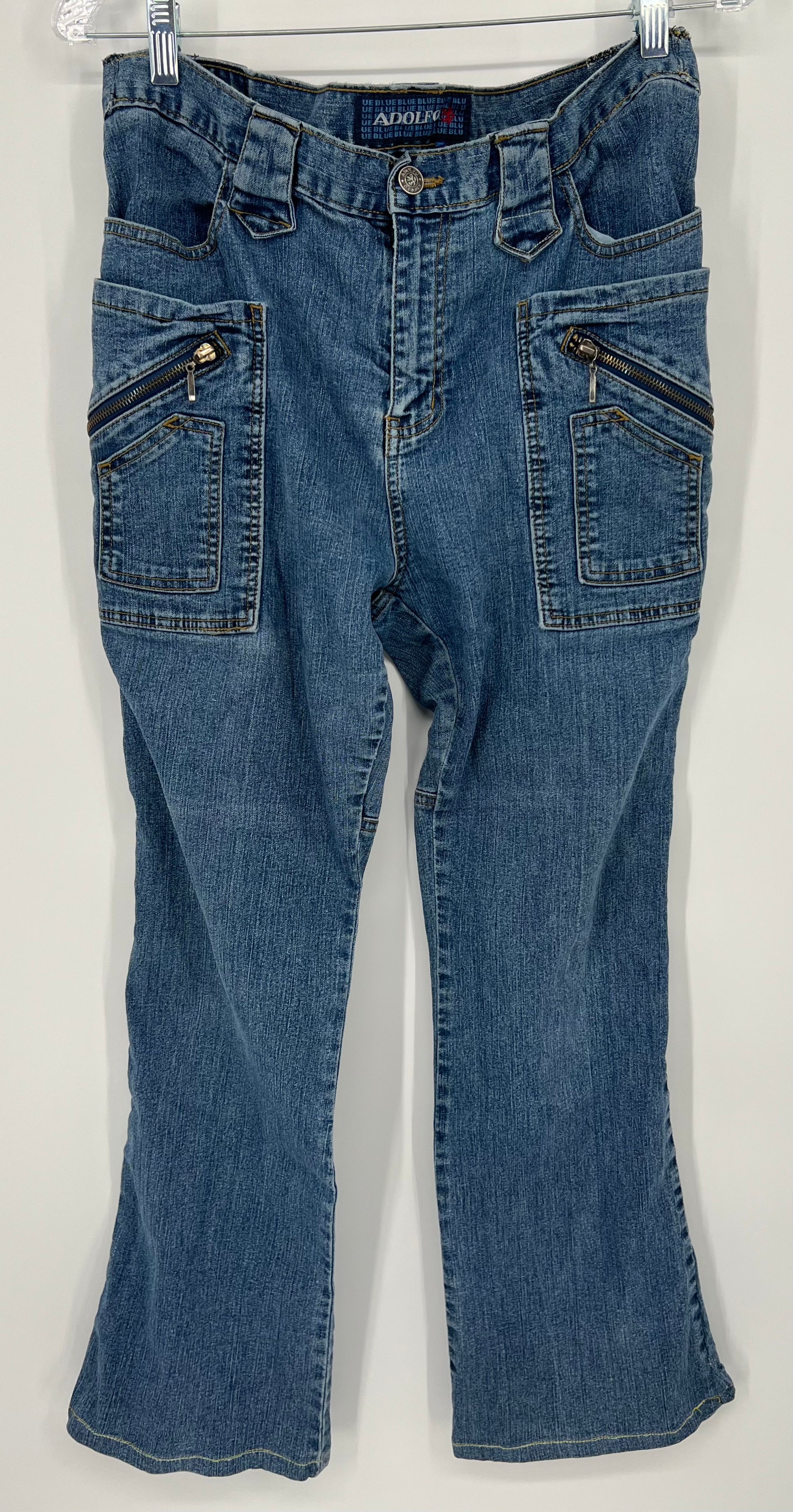 Vintage 90s / Y2K Adolfo Mid-Rise Jeans with Zippered Cargo