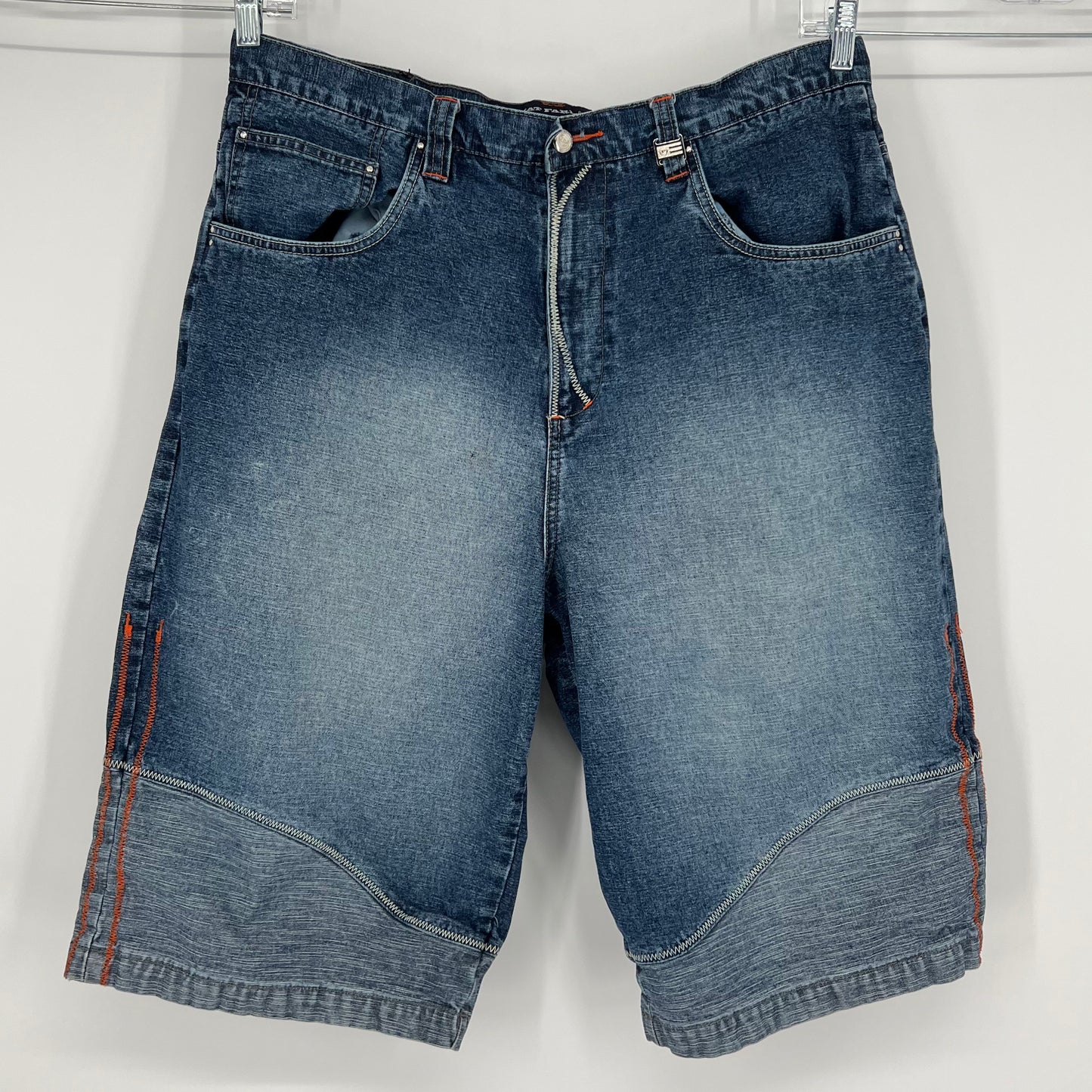 Vintage Phat Farm Baggy Denim Jean Shorts Embroidered Back Pocket Sz: 38