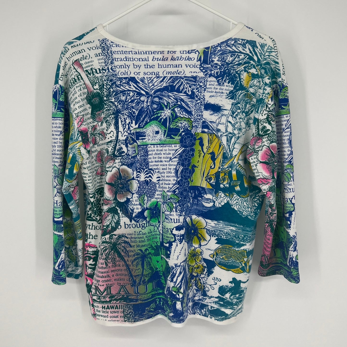 Glima Y2K Floral Hawaiian All Over Print Graphic Shirt 3/4 Sleeve Sz: XL