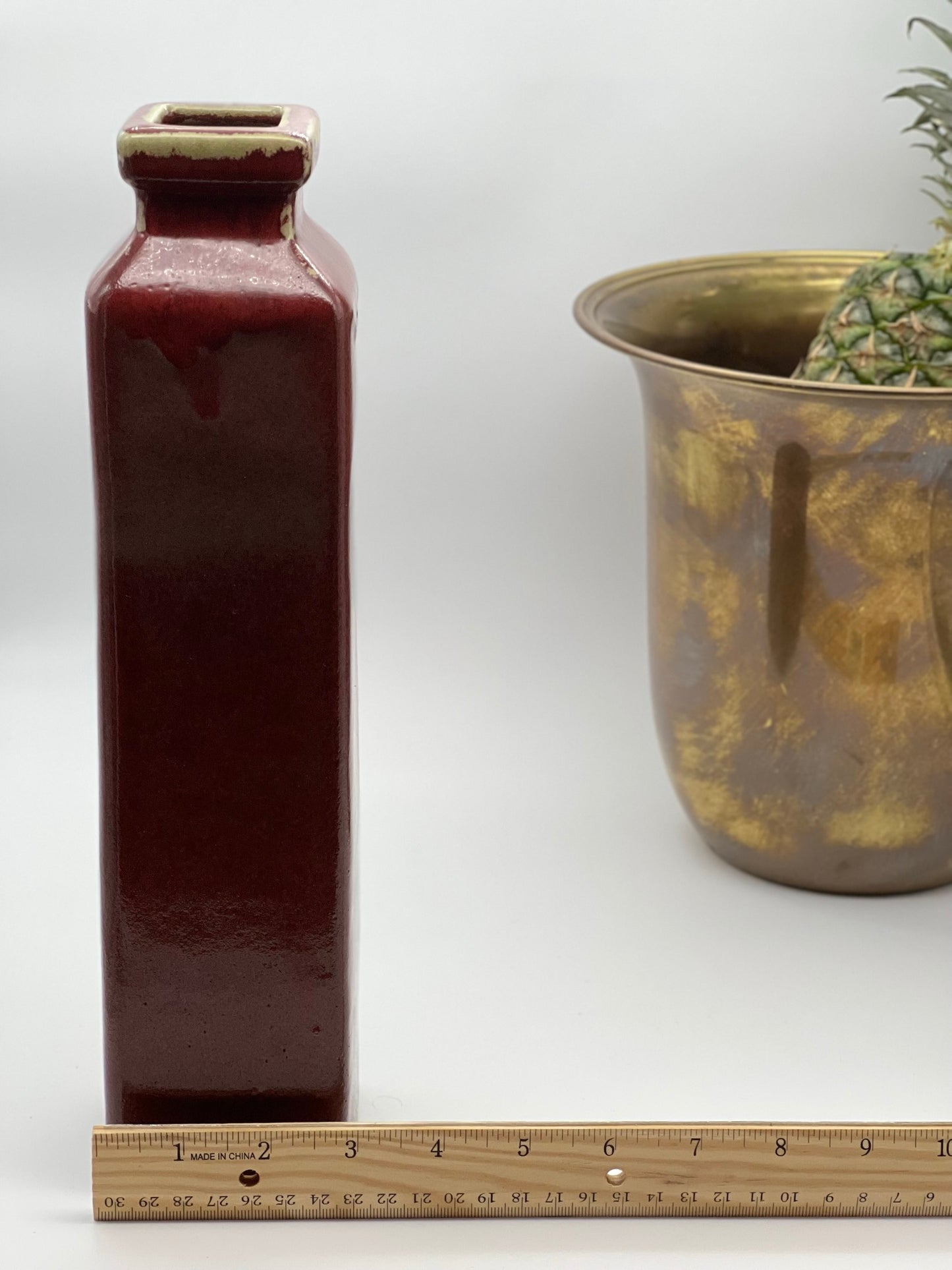 Vintage Chinoiserie Mid Century Oxblood Flambé Vases - Pair of Two