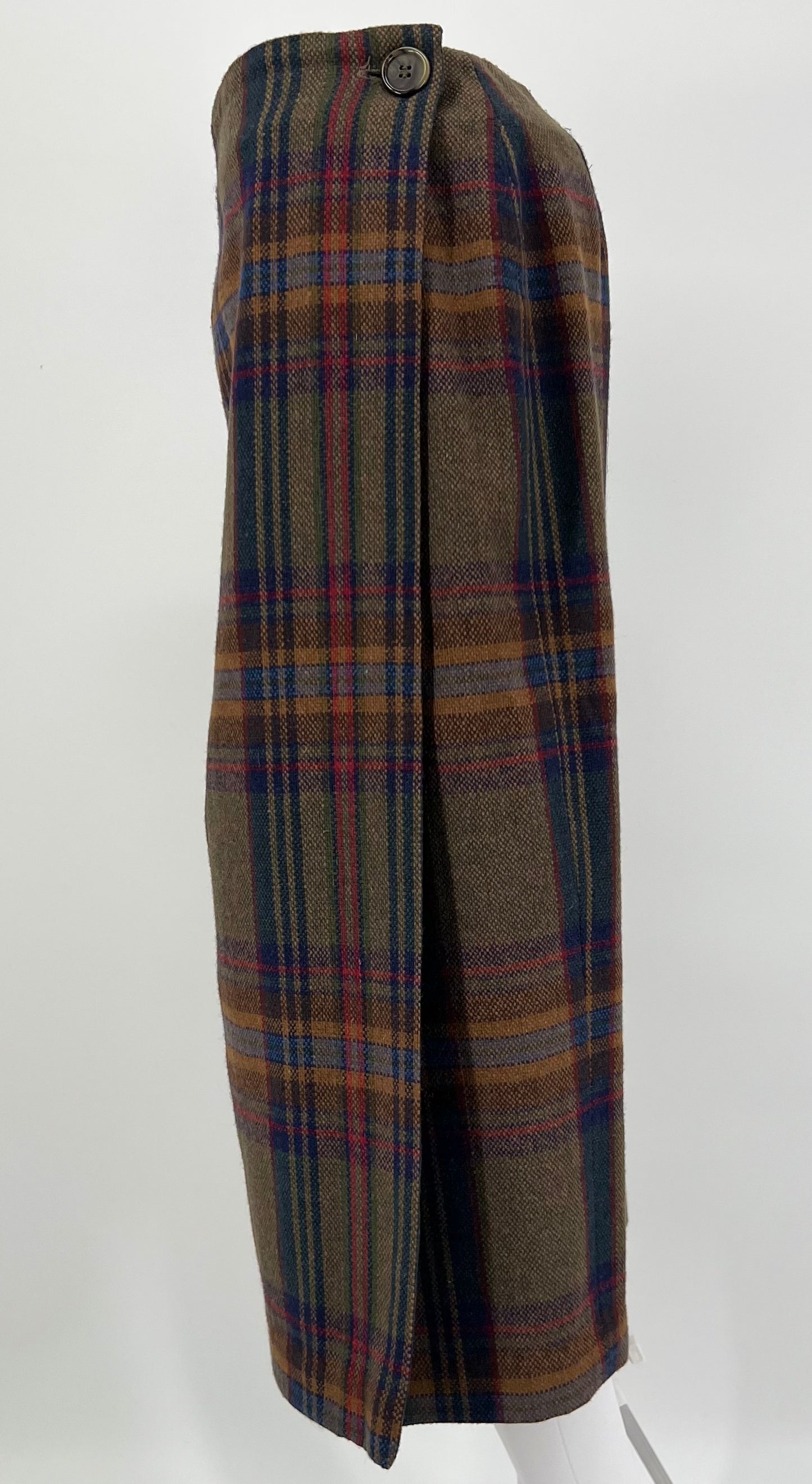 Vintage G.H. Bass & Co Plaid Wool Pencil Wrap Skirt, Size 10